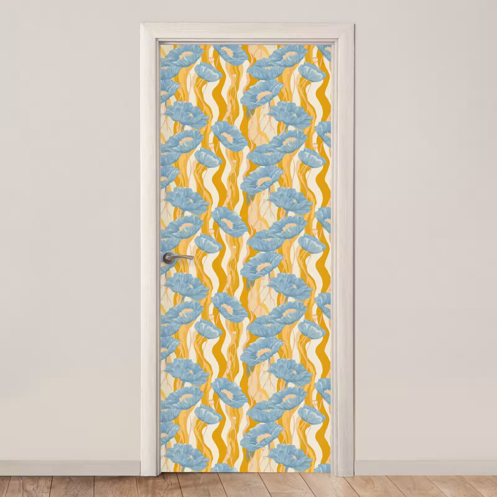 Deursticker - Papavers - Botanisch - Blauw — 1