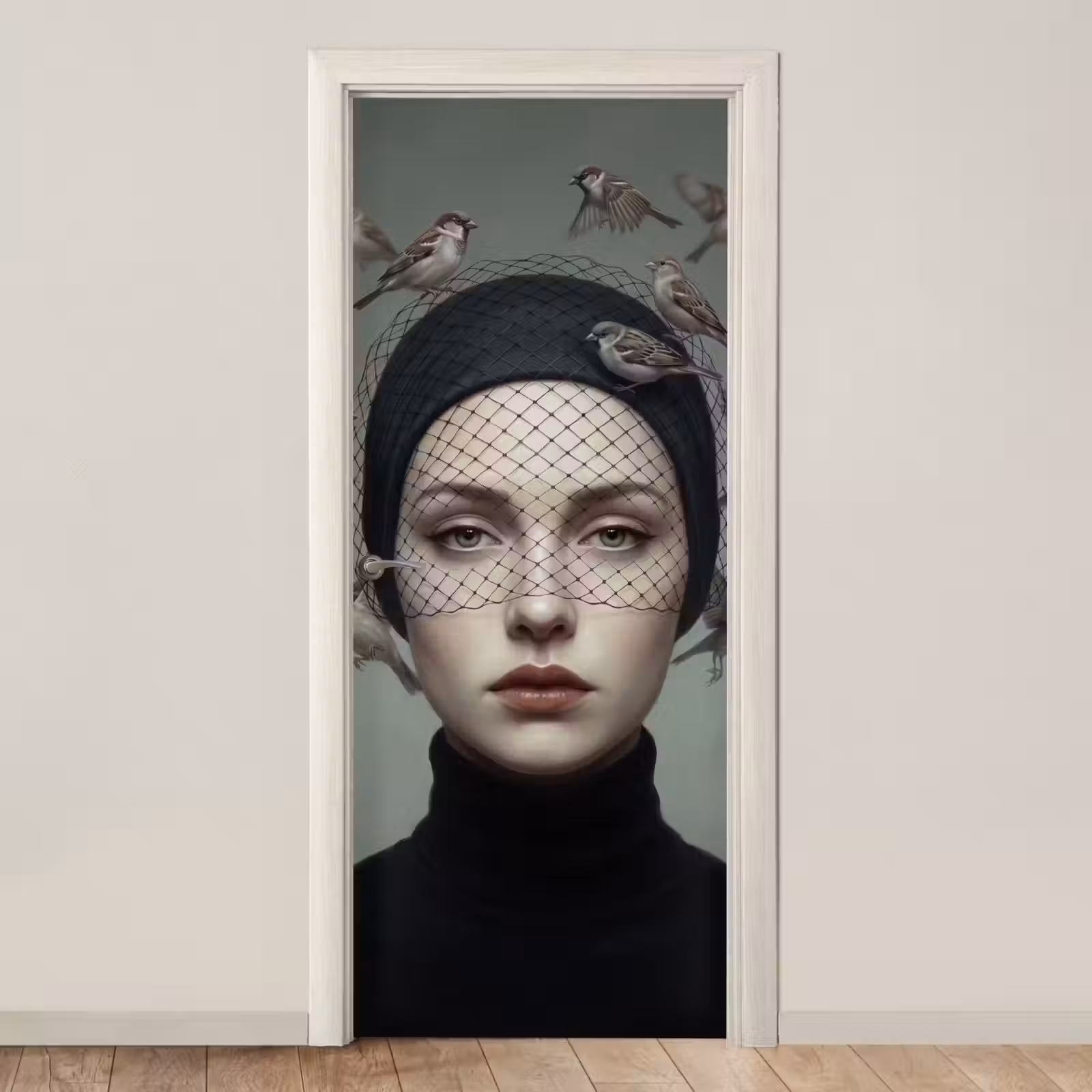 Deursticker - Portret - Vogels - Zwart — 1