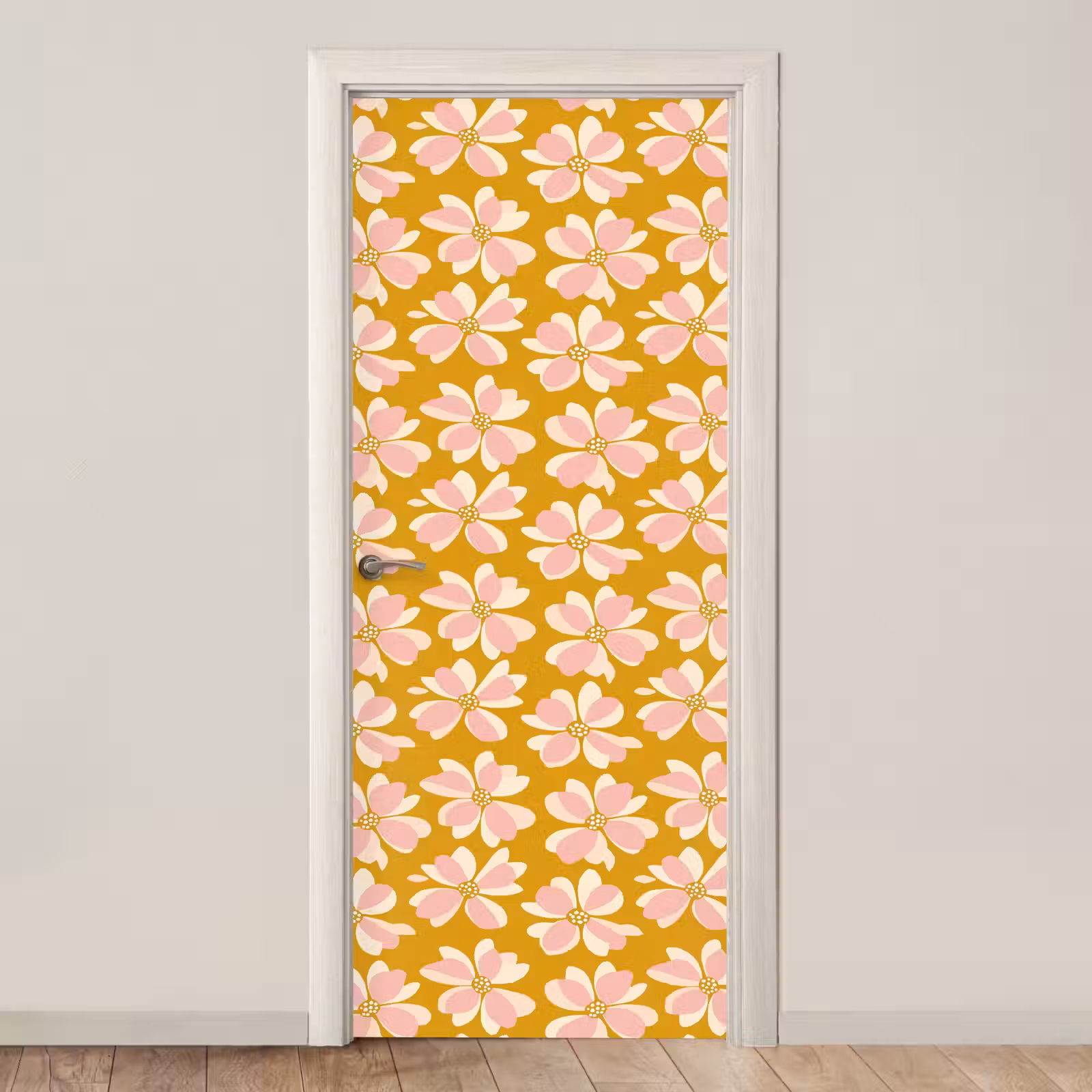 Deursticker - Vintage - Bloemen - Okergeel — 1