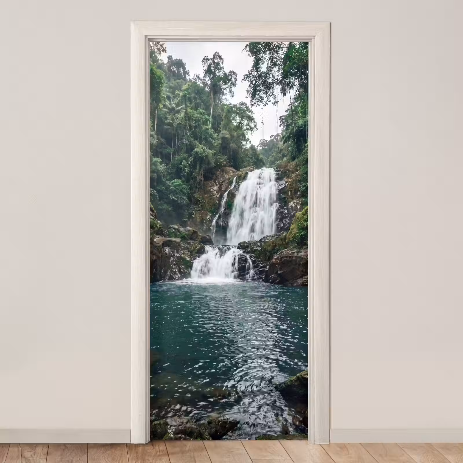 Deursticker - Waterfall - Forest - Nature - Greenkhgyguyg — 1