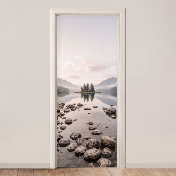 Deursticker - Meer - Bergen - Landschap - Groen — 1