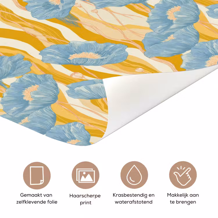 Deursticker - Papavers - Botanisch - Blauw — 3