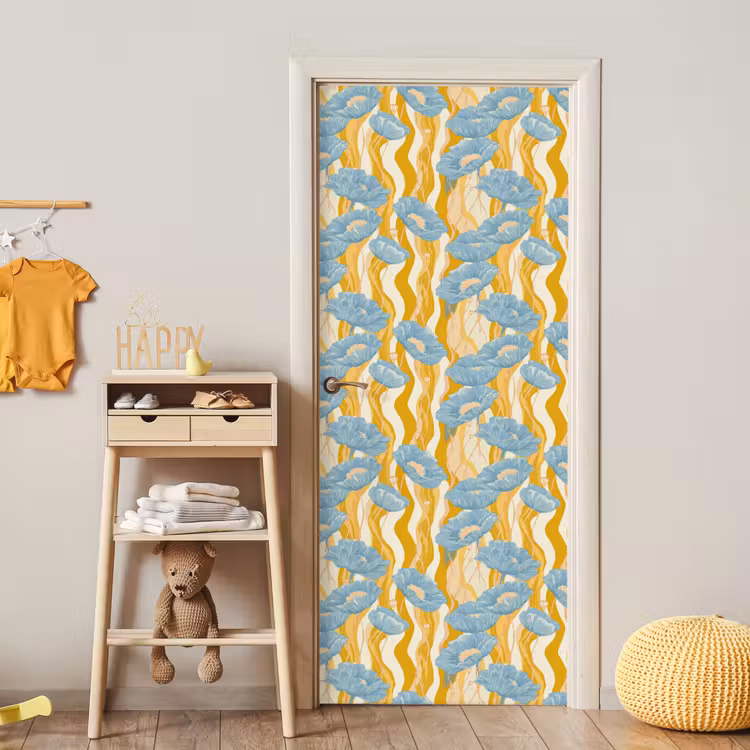 Deursticker - Papavers - Botanisch - Blauw — 6