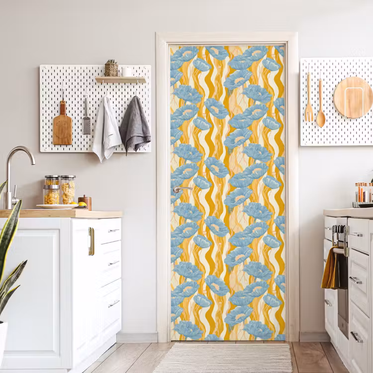 Deursticker - Papavers - Botanisch - Blauw — 7