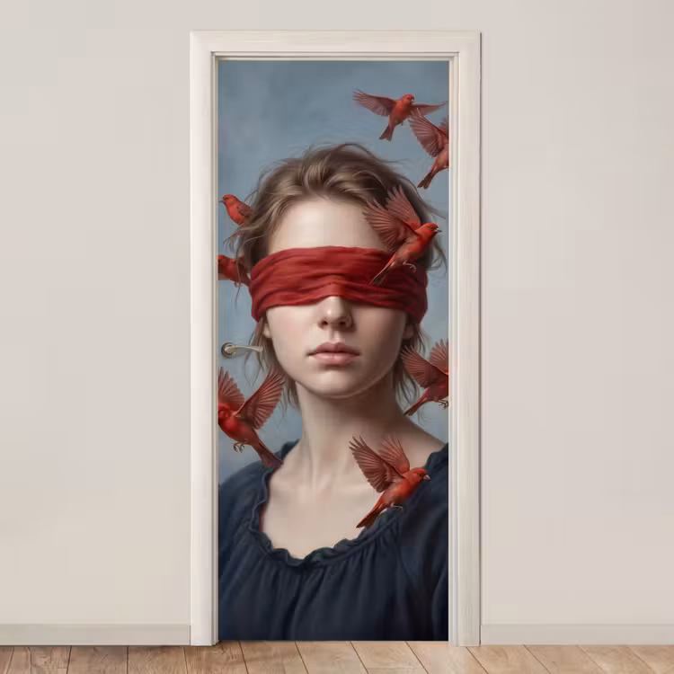 Deursticker - Portret - Krachtig - Rood — 1