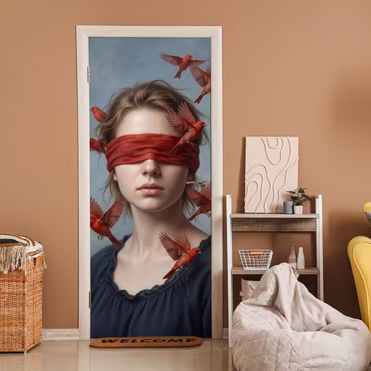 Deursticker - Portret - Krachtig - Rood — 2