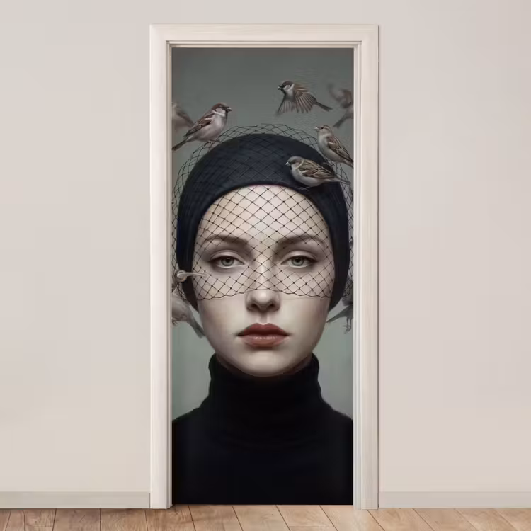 Deursticker - Portret - Vogels - Zwart — 1