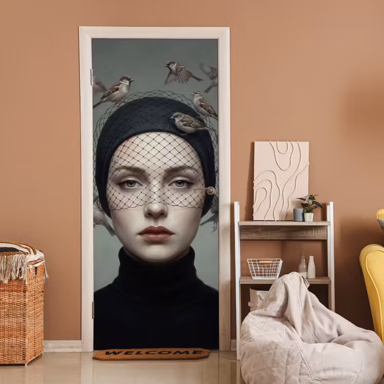Deursticker - Portret - Vogels - Zwart — 2