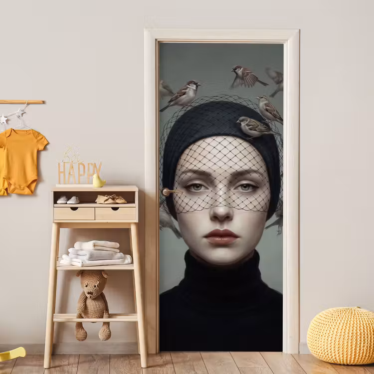 Deursticker - Portret - Vogels - Zwart — 6