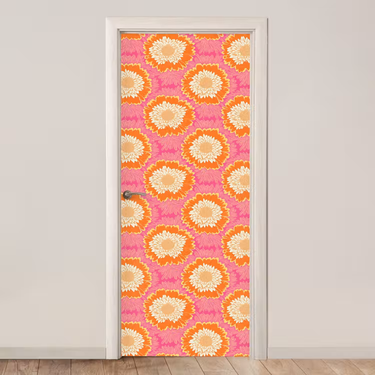 Deursticker - Retro - Bloemen - Kleurrijk — 1