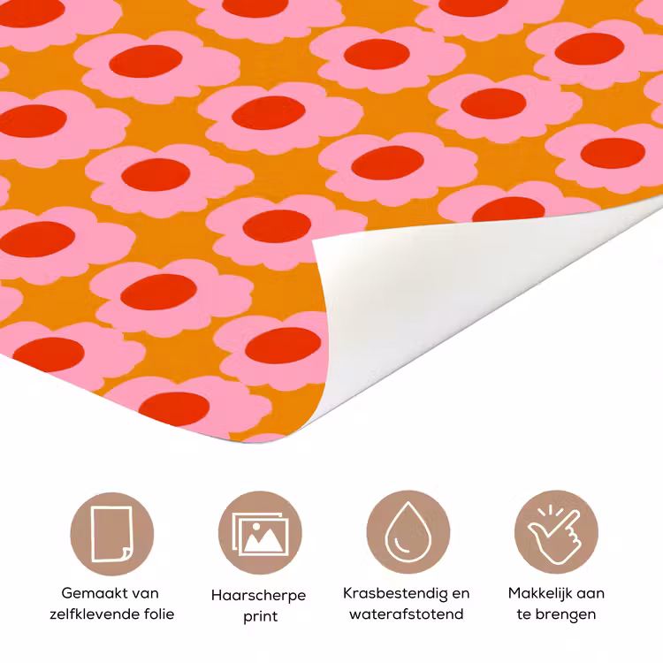 Deursticker - Retro - Bloemen - Roze — 3