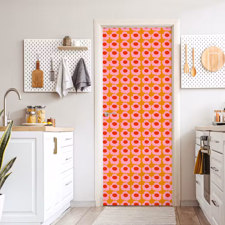 Deursticker - Retro - Bloemen - Roze — 7