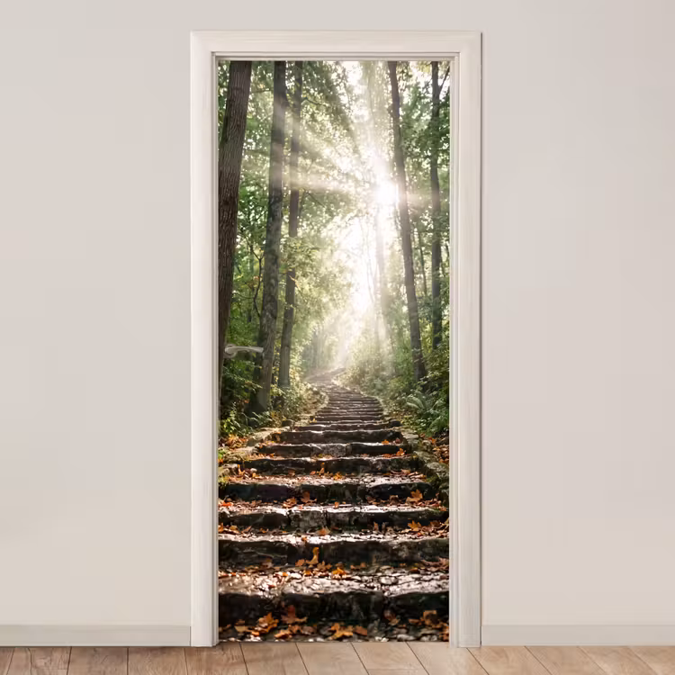Deursticker - Stenen - Trap - Bos - Natuur — 1
