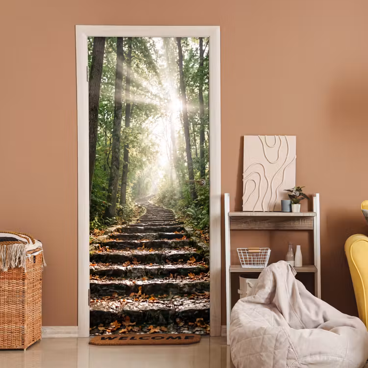 Deursticker - Stenen - Trap - Bos - Natuur — 2