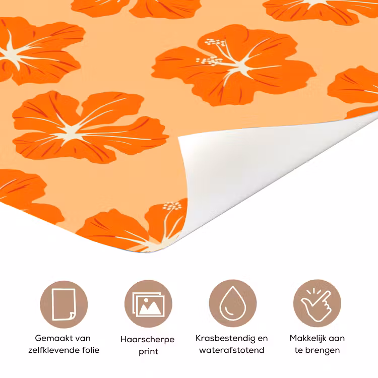 Deursticker - Tropisch - Hibiscus - Oranje — 3