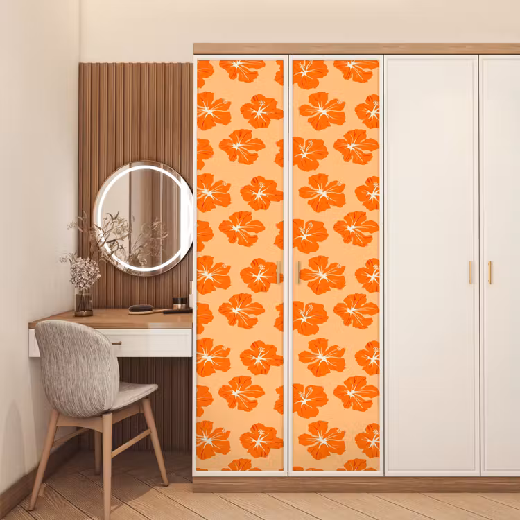 Deursticker - Tropisch - Hibiscus - Oranje — 5