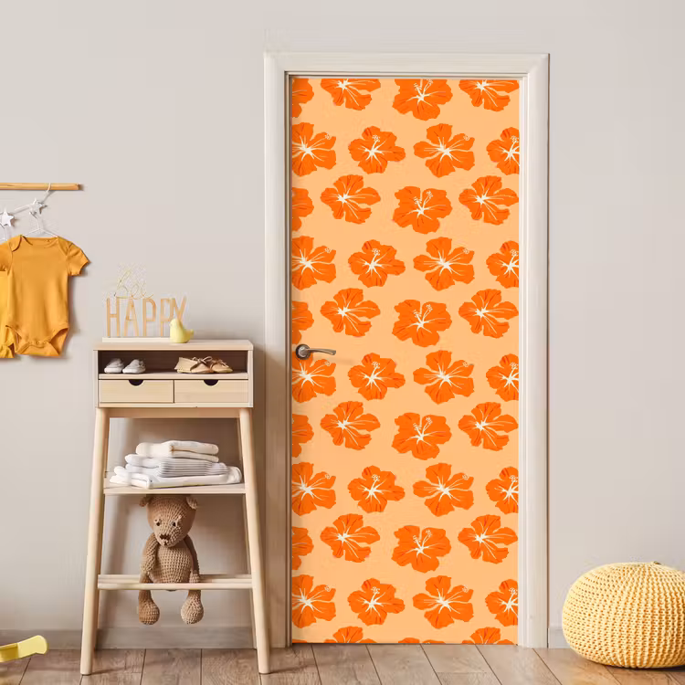 Deursticker - Tropisch - Hibiscus - Oranje — 6