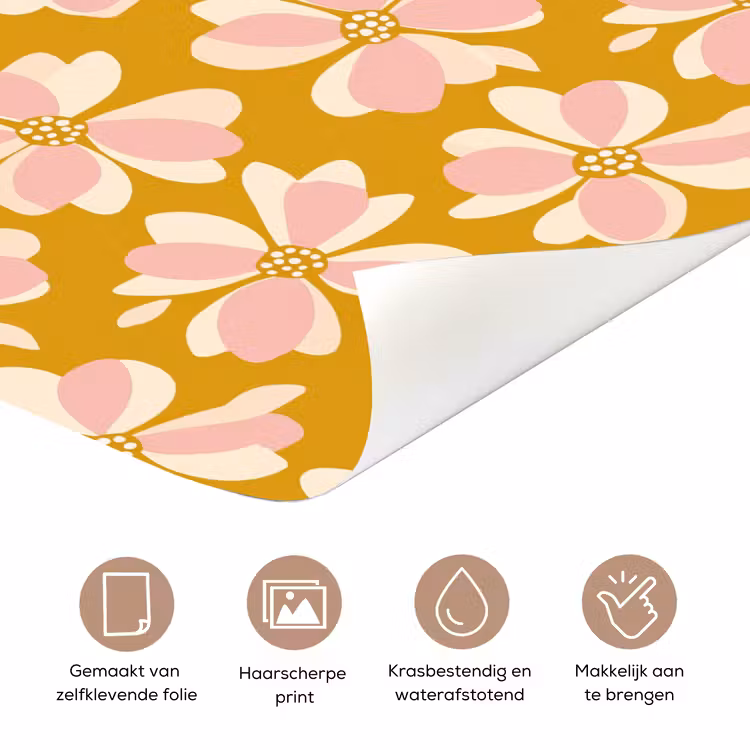 Deursticker - Vintage - Bloemen - Okergeel — 3