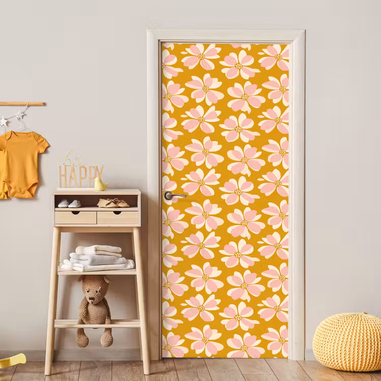 Deursticker - Vintage - Bloemen - Okergeel — 6