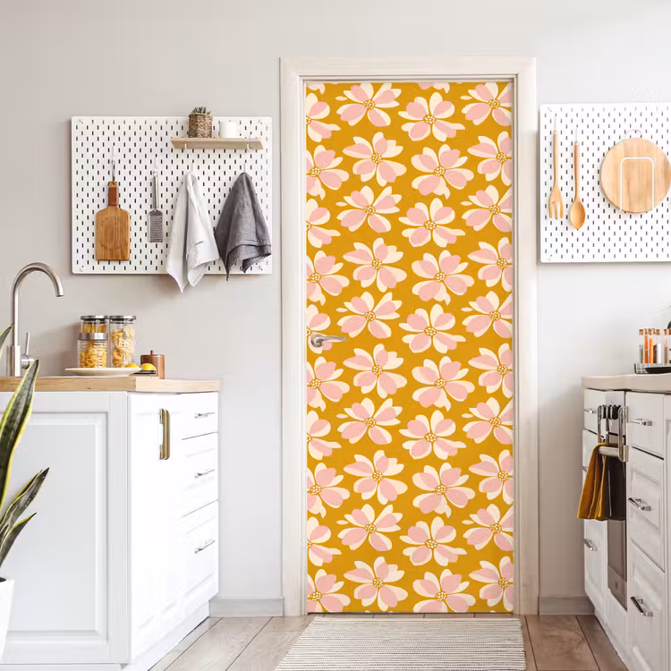 Deursticker - Vintage - Bloemen - Okergeel — 7