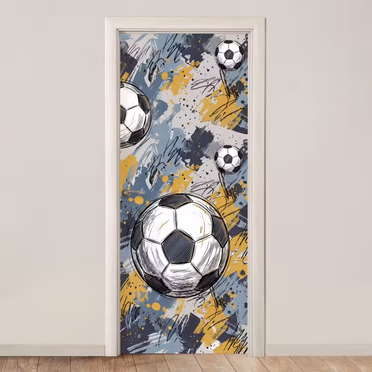 Deursticker - Voetbal - Abstract - Sport - Kleurrijk — 1