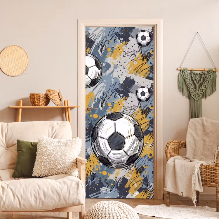 Deursticker - Voetbal - Abstract - Sport - Kleurrijk — 4