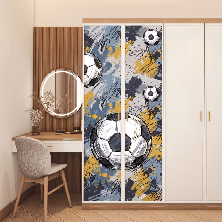Deursticker - Voetbal - Abstract - Sport - Kleurrijk — 5