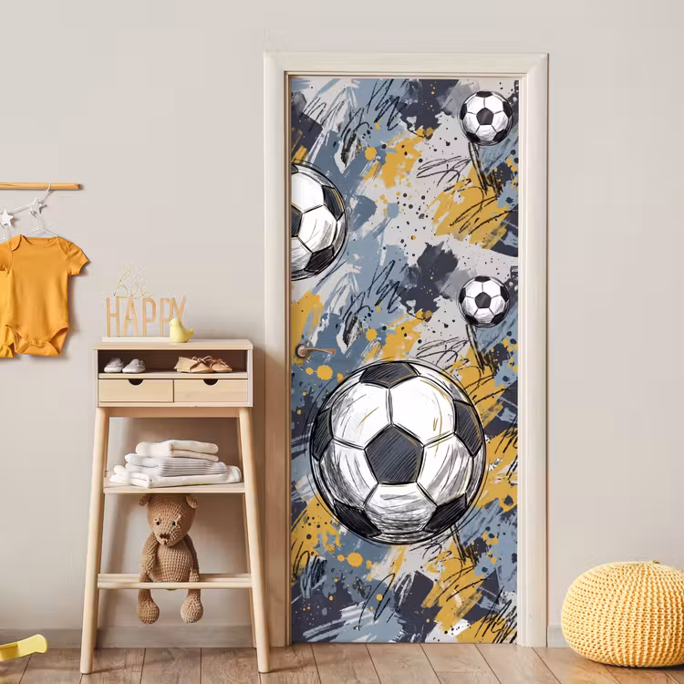 Deursticker - Voetbal - Abstract - Sport - Kleurrijk — 6