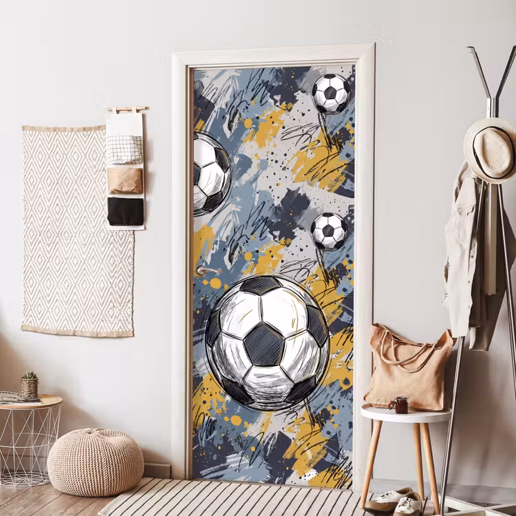 Deursticker - Voetbal - Abstract - Sport - Kleurrijk — 8