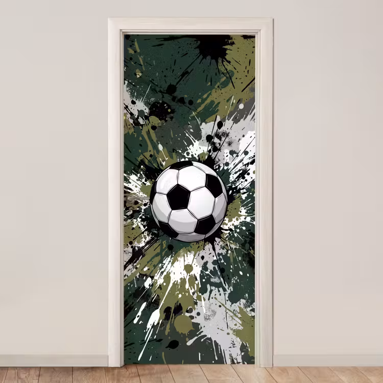 Deursticker - Voetbal - Verf - Spetters - Groen — 1