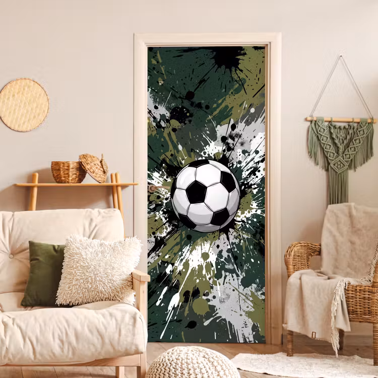 Deursticker - Voetbal - Verf - Spetters - Groen — 4