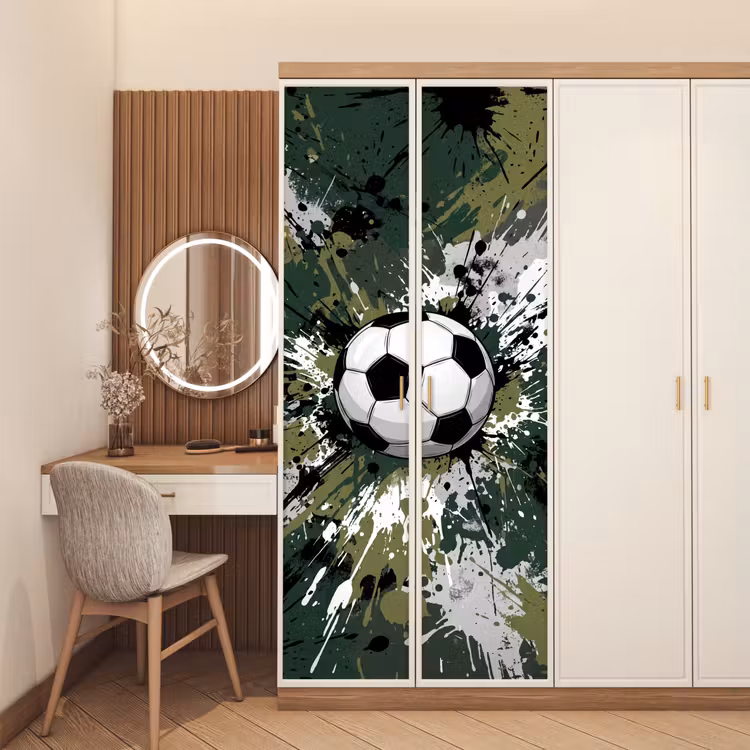 Deursticker - Voetbal - Verf - Spetters - Groen — 5
