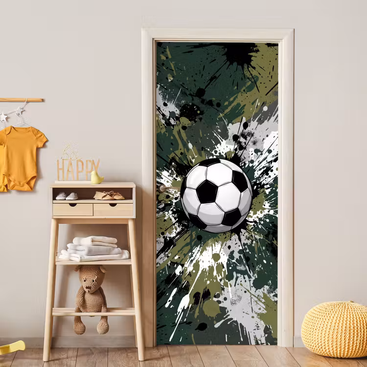 Deursticker - Voetbal - Verf - Spetters - Groen — 6