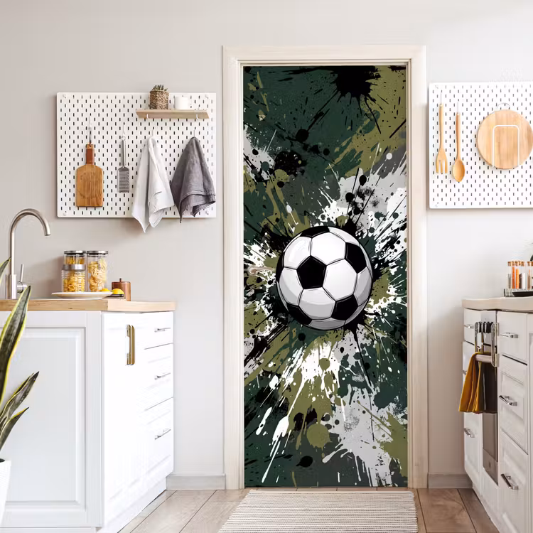 Deursticker - Voetbal - Verf - Spetters - Groen — 7