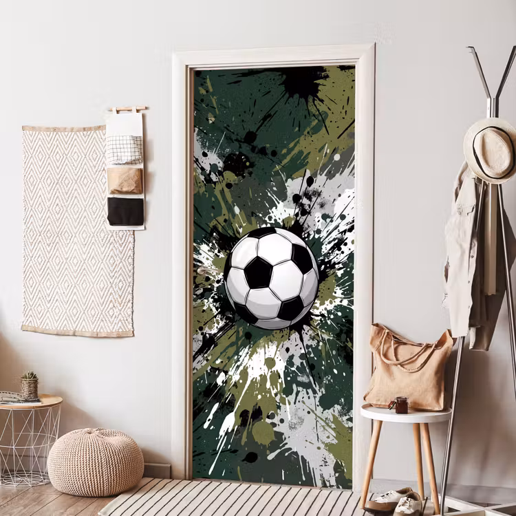 Deursticker - Voetbal - Verf - Spetters - Groen — 8