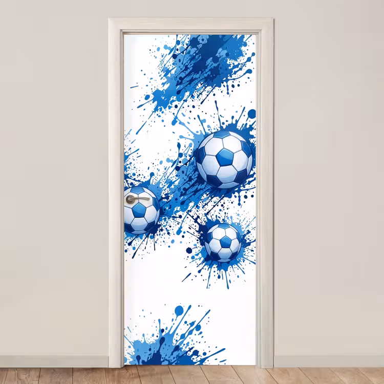 Deursticker - Voetballen - Verf - Sport - Blauw — 1