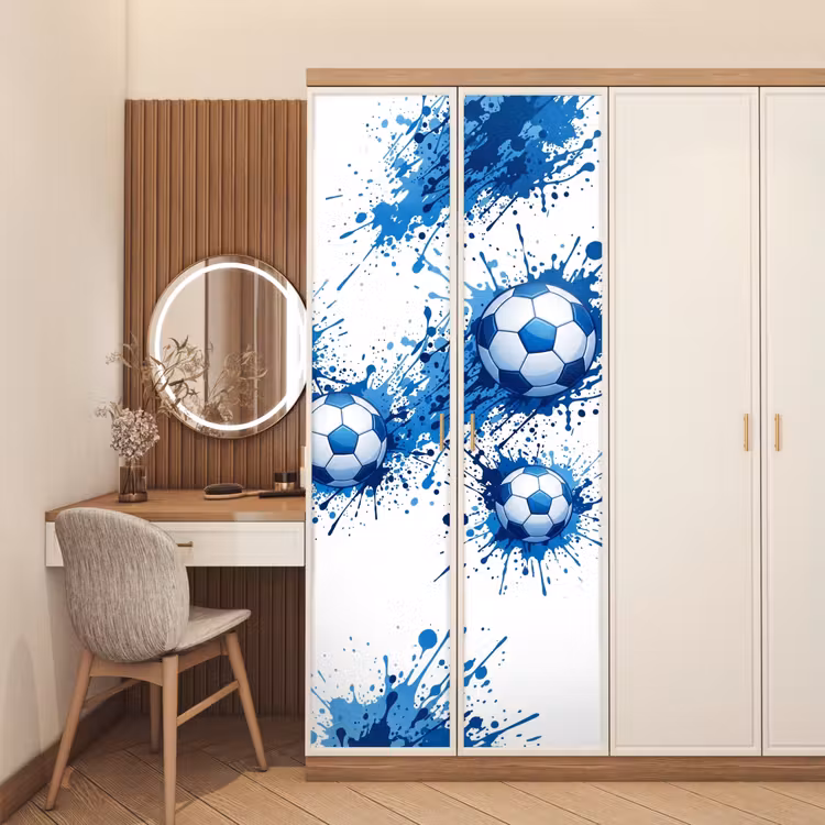 Deursticker - Voetballen - Verf - Sport - Blauw — 5