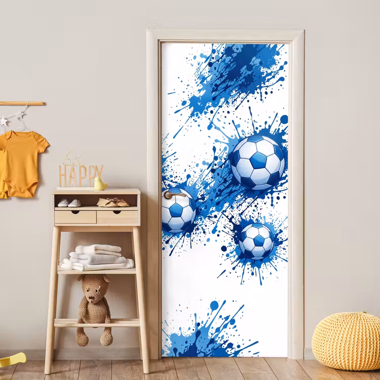 Deursticker - Voetballen - Verf - Sport - Blauw — 6