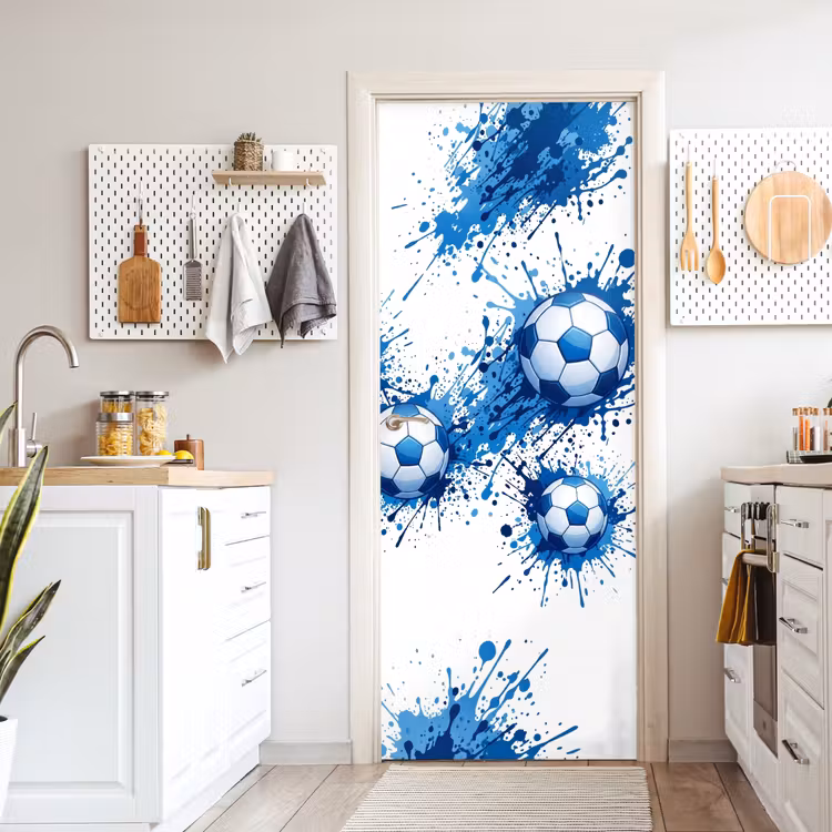 Deursticker - Voetballen - Verf - Sport - Blauw — 7