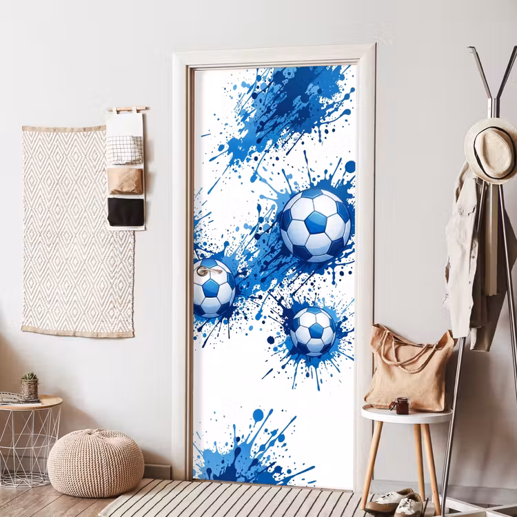 Deursticker - Voetballen - Verf - Sport - Blauw — 8