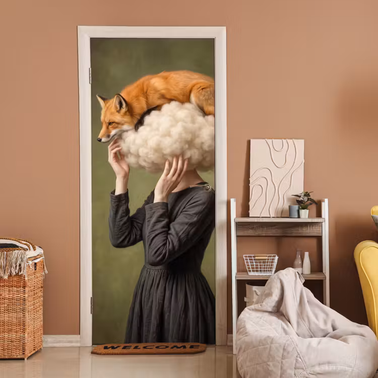 Deursticker - Vos - Surrealistisch - Groen — 2