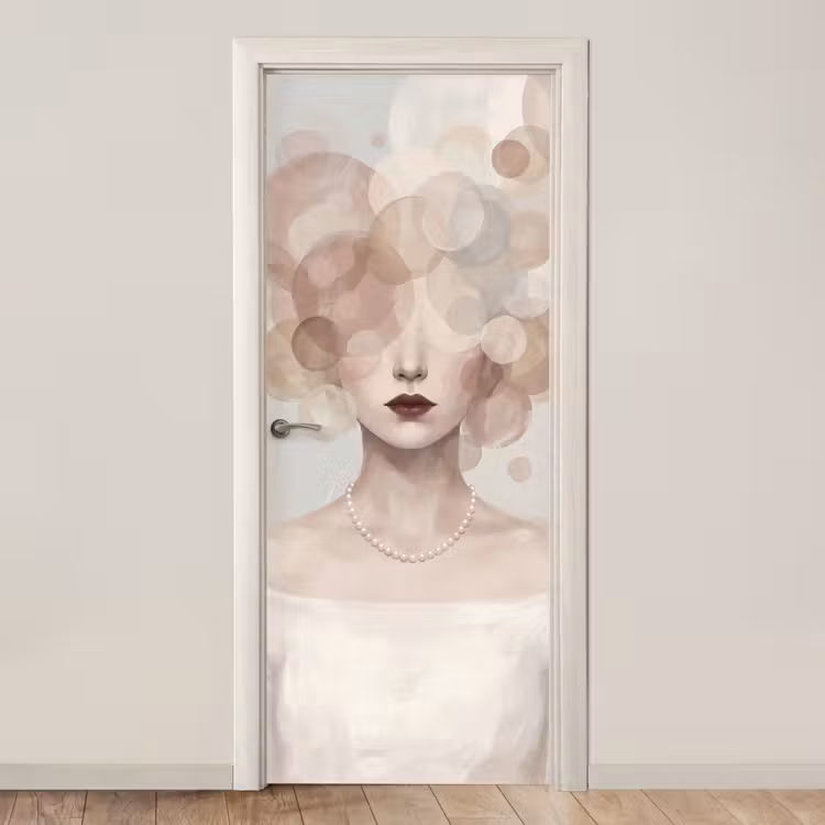 Deursticker - Vrouw - Cirkels - Beige — 1