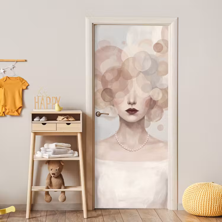 Deursticker - Vrouw - Cirkels - Beige — 6