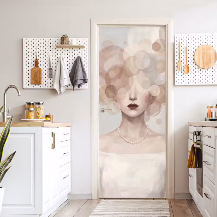 Deursticker - Vrouw - Cirkels - Beige — 7