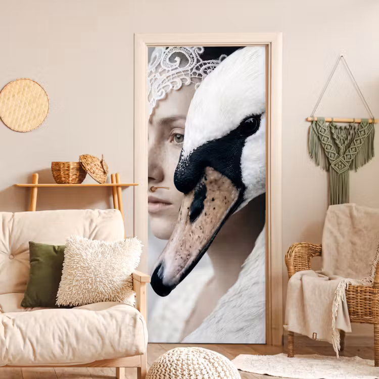 Deursticker - Vrouw - Zwaan - Wit — 4
