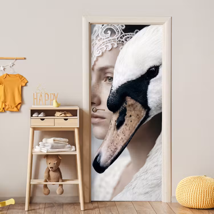 Deursticker - Vrouw - Zwaan - Wit — 6