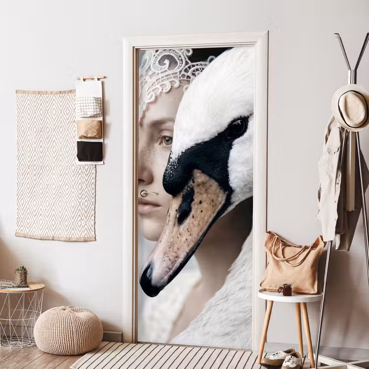 Deursticker - Vrouw - Zwaan - Wit — 8