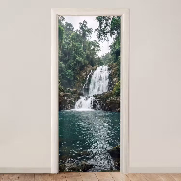 Deursticker - Waterfall - Forest - Nature - Greenkhgyguyg — 1
