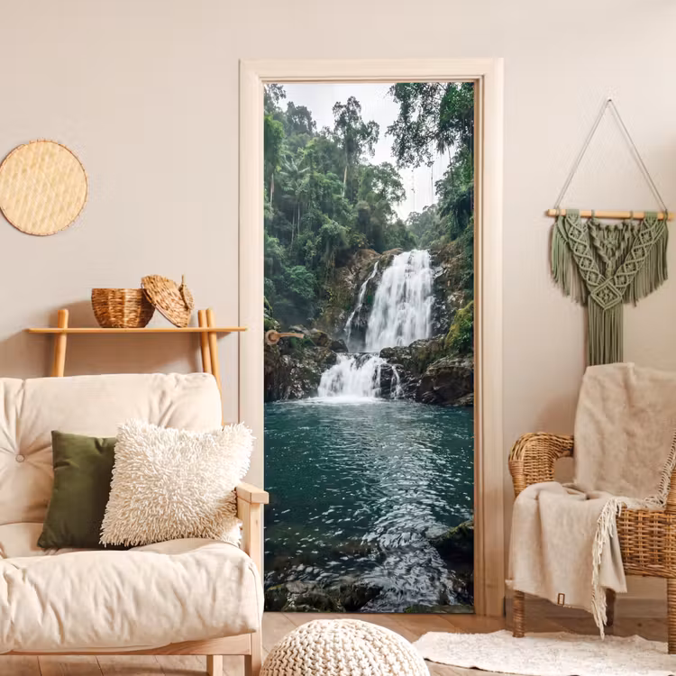 Deursticker - Waterfall - Forest - Nature - Greenkhgyguyg — 4