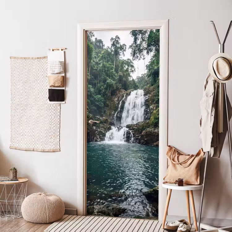 Deursticker - Waterfall - Forest - Nature - Greenkhgyguyg — 8